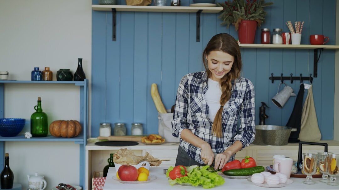 home kitchen with vegetables
