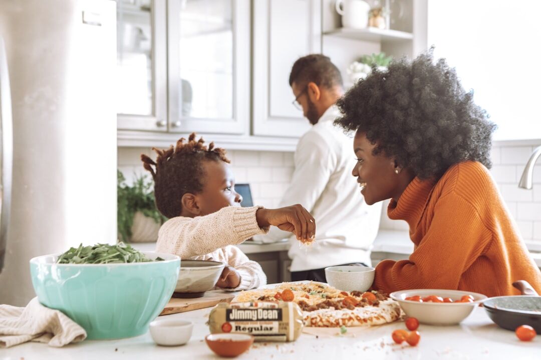 family preparing healthy food