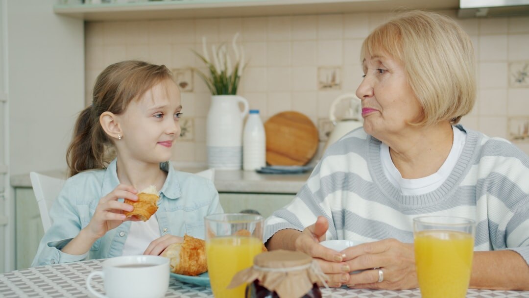 family eating healthy meal